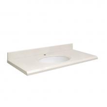 Transolid Q3122-3A-E-W-1 - Quartz 31 -in x 22-in 1 Sink Bathroom Vanity Top with Beveled Edge, Single Faucet Hole, and White