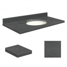 Transolid Q3122-6B-A-W-8 - Quartz 31-in x 22-in Bathroom Vanity Top with Eased Edge, 8-in Centerset, and White Bowl in Black