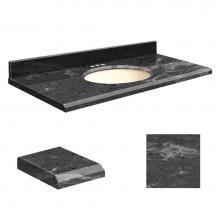 Transolid Q3122-6E-E-B-4 - Quartz 31-in x 22-in Bathroom Vanity Top with Beveled Edge, 4-in Centerset, and Biscuit Bowl in Mi