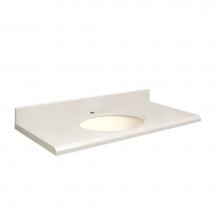 Transolid Q3719-3A-E-B-1 - Quartz 37-in x 19-in Bathroom Vanity Top with Beveled Edge, Single Faucet Hole, and Biscuit Bowl i