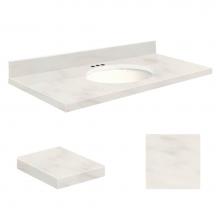Transolid Q3719-4M-A-W-4 - Quartz 37-in x 19-in Bathroom Vanity Top with Eased Edge, 4-in Centerset, and White Bowl in Antiqu