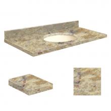 Transolid Q3719-4V-A-B-1 - Quartz 37-in x 19-in Bathroom Vanity Top with Eased Edge, Single Faucet Hole, and Biscuit Bowl in