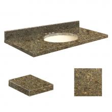 Transolid Q3722-4J-A-B-8 - Quartz 37-in x 22-in Bathroom Vanity Top with Eased Edge, 8-in Centerset, and Biscuit Bowl in Rapt