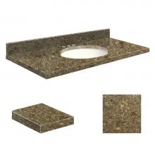 Transolid Q3722-4J-A-W-8 - Quartz 37-in x 22-in Bathroom Vanity Top with Eased Edge, 8-in Centerset, and White Bowl in Raptur