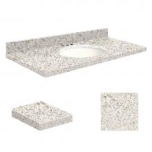 Transolid Q3722-4N-A-W-8 - Quartz 37-in x 22-in Bathroom Vanity Top with Eased Edge, 8-in Centerset, and White Bowl in Almond