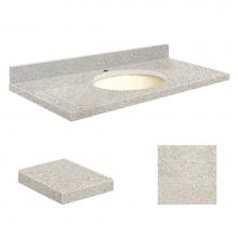 Transolid Q3722-4S-A-B-1 - Quartz 37-in x 22-in Bathroom Vanity Top with Eased Edge, Single Faucet Hole, and Biscuit Bowl in