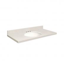 Transolid Q4322-3A-A-W-8C - Quartz 43-in x 22-in Bathroom Vanity Top with Eased Edge, 8-in Contour, and White Bowl in Milan Wh