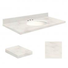 Transolid Q4322-4M-A-W-8C - Quartz 43-in x 22-in Bathroom Vanity Top with Eased Edge, 8-in Contour, and White Bowl in Antique