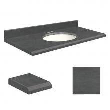 Transolid Q4322-6B-E-W-8 - Quartz 43-in x 22-in Bathroom Vanity Top with Beveled Edge, 8-in Centerset, and White Bowl in Blac