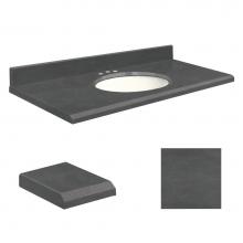 Transolid Q4322-6B-E-W-8C - Quartz 43-in x 22-in Bathroom Vanity Top with Beveled Edge, 8-in Contour, and White Bowl in Black