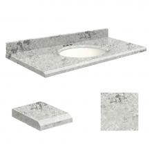 Transolid Q4322-6C-E-W-4 - Quartz 43-in x 22-in Bathroom Vanity Top with Beveled Edge, 4-in Centerset, and White Bowl in Wint