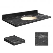 Transolid Q4322-6E-A-B-4 - Quartz 43-in x 22-in Bathroom Vanity Top with Eased Edge, 4-in Centerset, and Biscuit Bowl in Milk