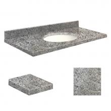 Transolid Q4919-4I-A-W-1 - Quartz 49-in x 19-in Bathroom Vanity Top with Eased Edge, Single Faucet Hole, and White Bowl in Ov