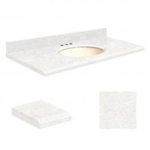 Transolid Q4919-4W-E-B-8 - Quartz 49-in x 19-in Bathroom Vanity Top with Beveled Edge, 8-in Centerset, and Biscuit Bowl in Na