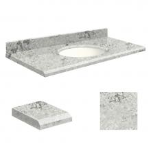 Transolid Q4919-6C-E-W-1 - Quartz 49 -in x 19-in 1 Sink Bathroom Vanity Top with Beveled Edge, Single Faucet Hole, and White