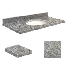 Transolid Q4922-4I-A-W-8 - Quartz 49-in x 22-in Bathroom Vanity Top with Eased Edge, 8-in Centerset, and White Bowl in Overtu