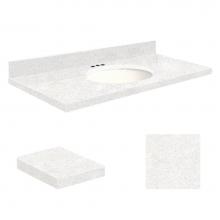 Transolid Q4922-4W-A-W-4 - Quartz 49-in x 22-in Bathroom Vanity Top with Eased Edge, 4-in Centerset, and White Bowl in Natura