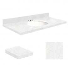 Transolid Q4922-4W-A-W-8 - Quartz 49-in x 22-in Bathroom Vanity Top with Eased Edge, 8-in Centerset, and White Bowl in Natura