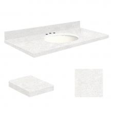 Transolid Q4922-4W-A-W-8C - Quartz 49-in x 22-in Bathroom Vanity Top with Eased Edge, 8-in Contour, and White Bowl in Natural
