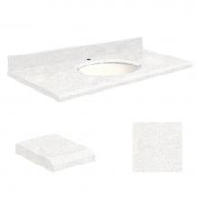 Transolid Q4922-4W-E-W-1 - Quartz 49-in x 22-in Bathroom Vanity Top with Beveled Edge, Single Faucet Hole, and White Bowl in