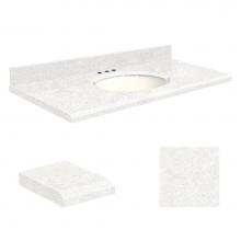 Transolid Q4922-4W-E-W-8 - Quartz 49-in x 22-in Bathroom Vanity Top with Beveled Edge, 8-in Centerset, and White Bowl in Natu