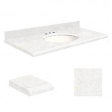 Transolid Q4922-4W-E-W-8C - Quartz 49-in x 22-in Bathroom Vanity Top with Beveled Edge, 8-in Contour, and White Bowl in Natura