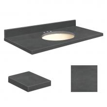 Transolid Q4922-6B-A-B-8C - Quartz 49-in x 22-in Bathroom Vanity Top with Eased Edge, 8-in Contour, and Biscuit Bowl in Black