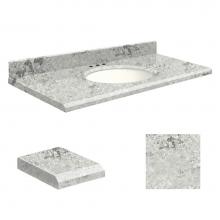 Transolid Q4922-6C-E-W-8 - Quartz 49-in x 22-in Bathroom Vanity Top with Beveled Edge, 8-in Centerset, and White Bowl in Wint
