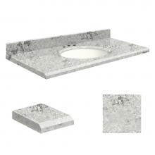 Transolid Q4922-6C-E-W-8C - Quartz 49-in x 22-in Bathroom Vanity Top with Beveled Edge, 8-in Contour, and White Bowl in Winter