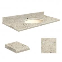 Transolid Q4922-6D-E-B-1 - Quartz 49-in x 22-in Bathroom Vanity Top with Beveled Edge, Single Faucet Hole, and Biscuit Bowl i