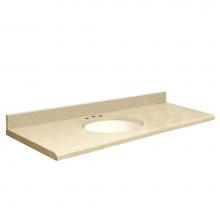 Transolid Q6122-3X-E-W-8C - Quartz 61-in x 22-in Bathroom Vanity Top with Beveled Edge, 8-in Contour, and White Bowl in Nature