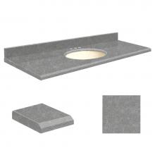 Transolid Q6122-4R-E-B-8 - Quartz 61-in x 22-in Bathroom Vanity Top with Beveled Edge, 8-in Centerset, and Biscuit Bowl in Ur