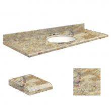 Transolid Q6122-4V-E-W-8 - Quartz 61-in x 22-in Bathroom Vanity Top with Beveled Edge, 8-in Centerset, and White Bowl in Trai