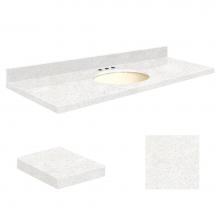 Transolid Q6122-4W-A-B-8 - Quartz 61-in x 22-in Bathroom Vanity Top with Eased Edge, 8-in Centerset, and Biscuit Bowl in Natu