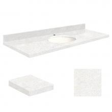 Transolid Q6122-4W-A-W-1 - Quartz 61-in x 22-in Bathroom Vanity Top with Eased Edge, Single Faucet Hole, and White Bowl in Na