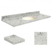 Transolid Q6122-6C-A-B-8C - Quartz 61-in x 22-in Bathroom Vanity Top with Eased Edge, 8-in Contour, and Biscuit Bowl in Winter