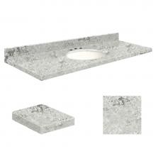 Transolid Q6122-6C-A-W-8C - Quartz 61-in x 22-in Bathroom Vanity Top with Eased Edge, 8-in Contour, and White Bowl in Winter W