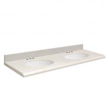 Transolid Q61222-3A-E-W-8 - Quartz 61-in x 22-in Double Sink Bathroom Vanity Top with Beveled Edge, 8-in Centerset, and White