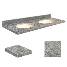 Transolid Q61222-4I-A-B-1 - Quartz 61-in x 22-in Double Sink Bathroom Vanity Top with Eased Edge, Single Faucet Hole, and Bisc