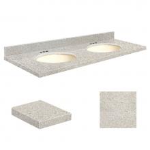 Transolid Q61222-4S-A-B-4 - Quartz 61-in x 22-in Double Sink Bathroom Vanity Top with Eased Edge, 4-in Centerset, and Biscuit