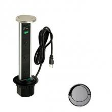 Transolid SA80051GM - Pop Up Power and Charging Station with 3-socket and 2-usb outlets, Gun Metal