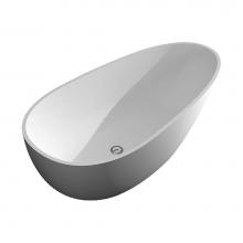 Transolid SML5829-01 - Marisol 58-in L x 29-in W x 23-in H Resin Stone Freestanding Bathtub with center drain, in White