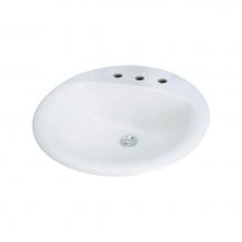 Transolid TL-1568-01 - Preston Vitreous China 19-in Round Drop-in Lavatory with 8-in CC Faucet Holes