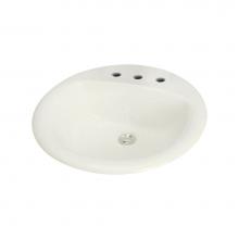 Transolid TL-1568-08 - Preston Vitreous China 19-in Round Drop-in Lavatory with 8-in CC Faucet Holes