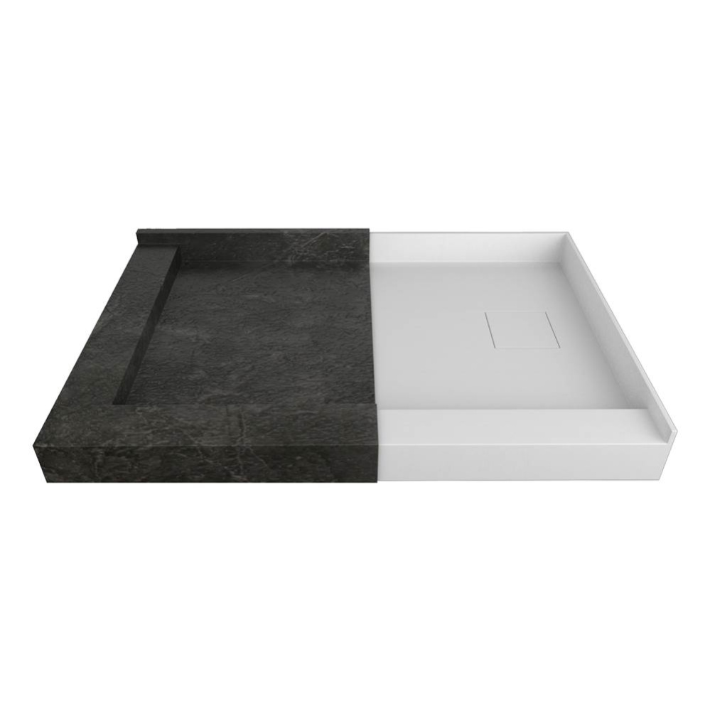 Tile Me Offset Square Double Threshold  Shower Base
