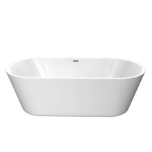 Valley Acrylic AVOS 59 - Modern style tapered oval shaped acrylic freestanding bathtub. c/w slotted overflow and pop up dra