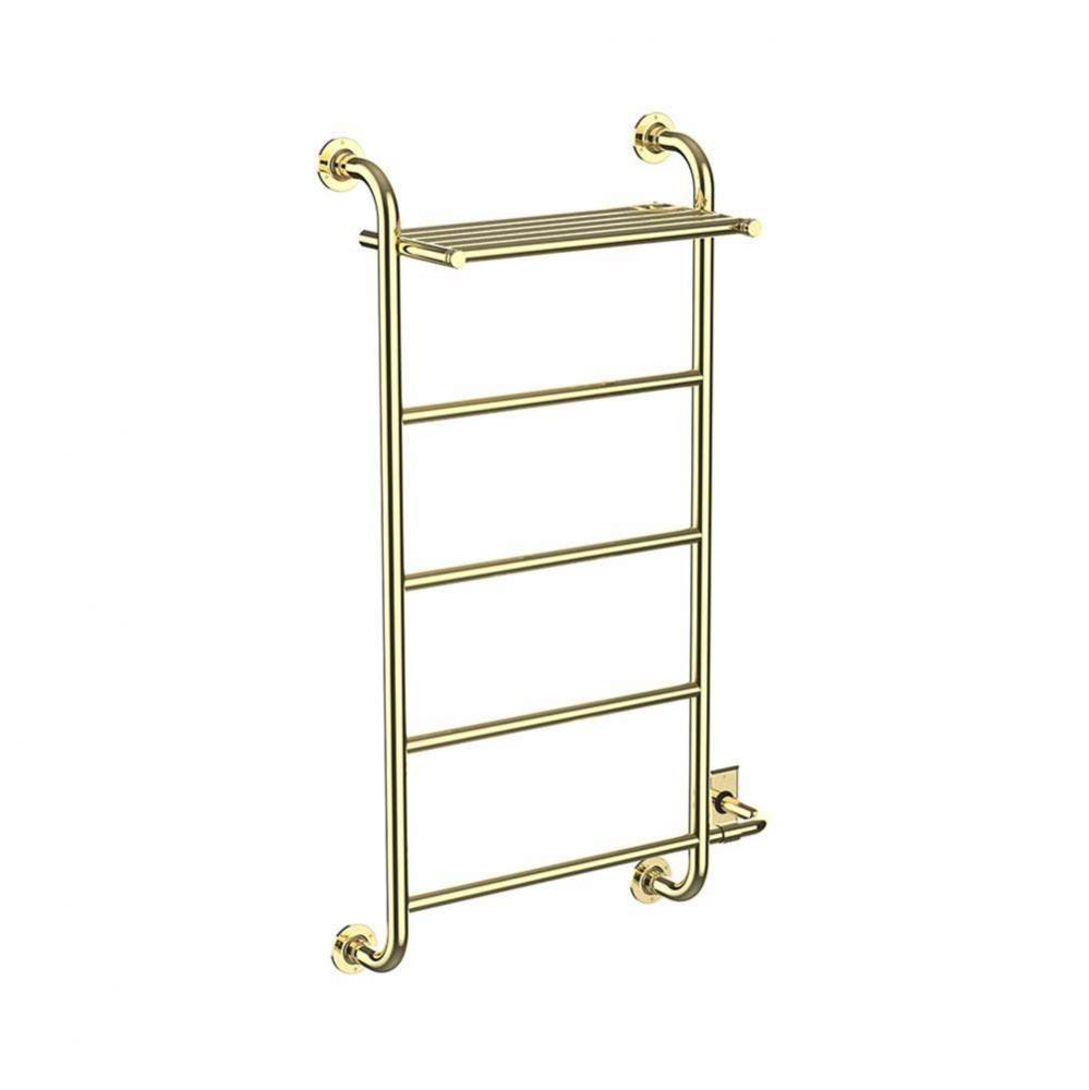 European Classics Custom Towel Dryer With Shelf - Electric Only - Polished Brass