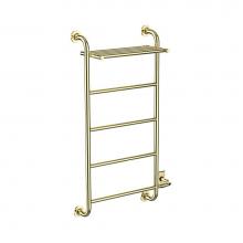 Vogue EUC4 48x24x5 1/2-5BAR WithShelf-Polished Brass - European Classics Custom Towel Dryer With Shelf - Electric Only - Polished Brass