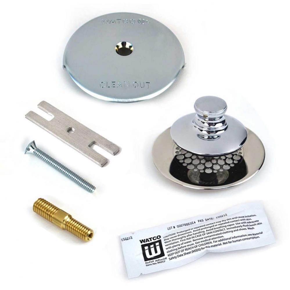 Universal Nufit Push Pull Trim Kit - Silicone Chrome Plated Grid Strainer 3/8-5/16 Adapter Pin Bra