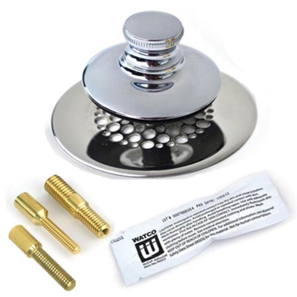 Universal Nufit Pp Tub Closure - Silicone Chrome Plated Grid Strainer All 3 Threaded Adapter Pins